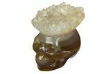 Polished Agate Skull with Quartz Crown #149546-1